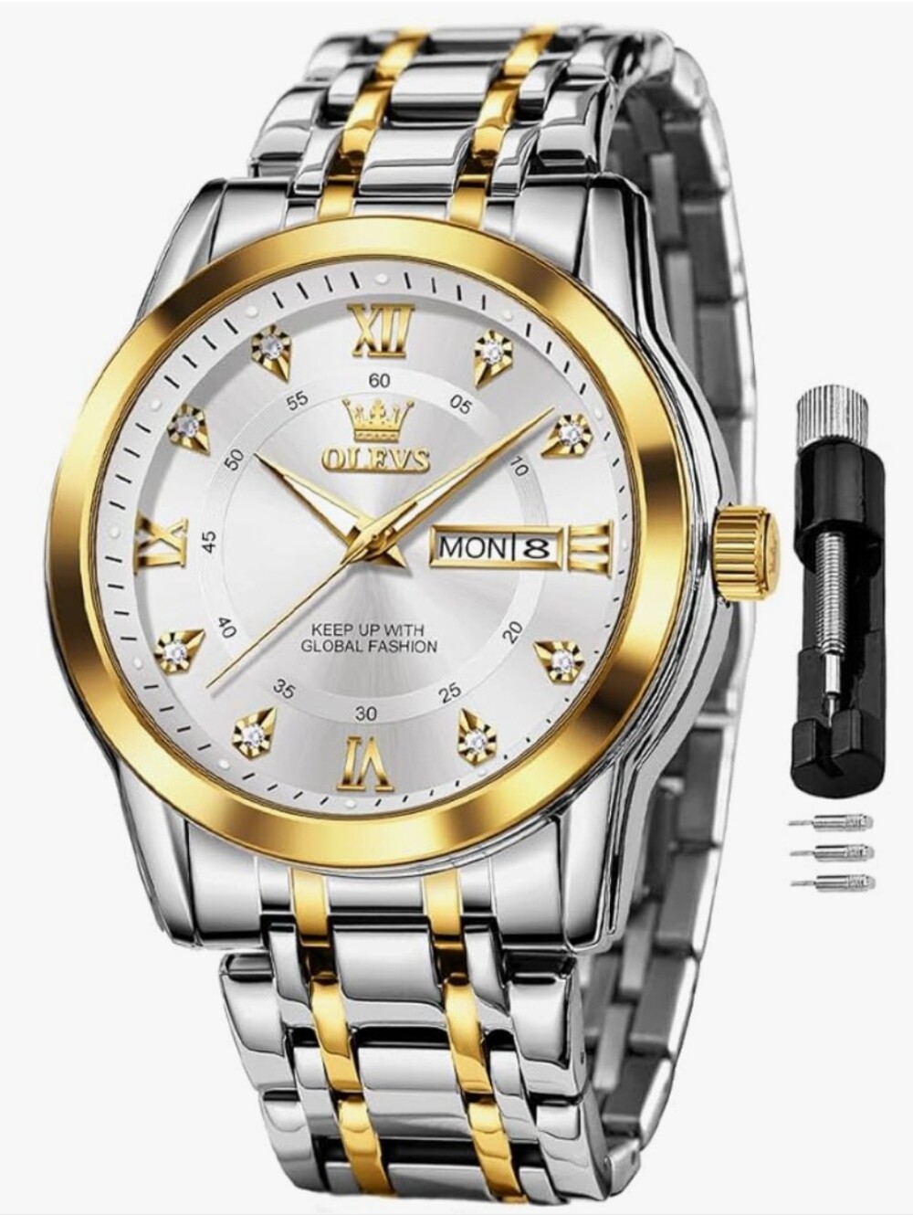 Olevs Man's Stainless Steel Waterproof Wrist Watch